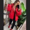 Damska kurtka puchowa oversize typu puffer w kolorze intensywnej czerwieni